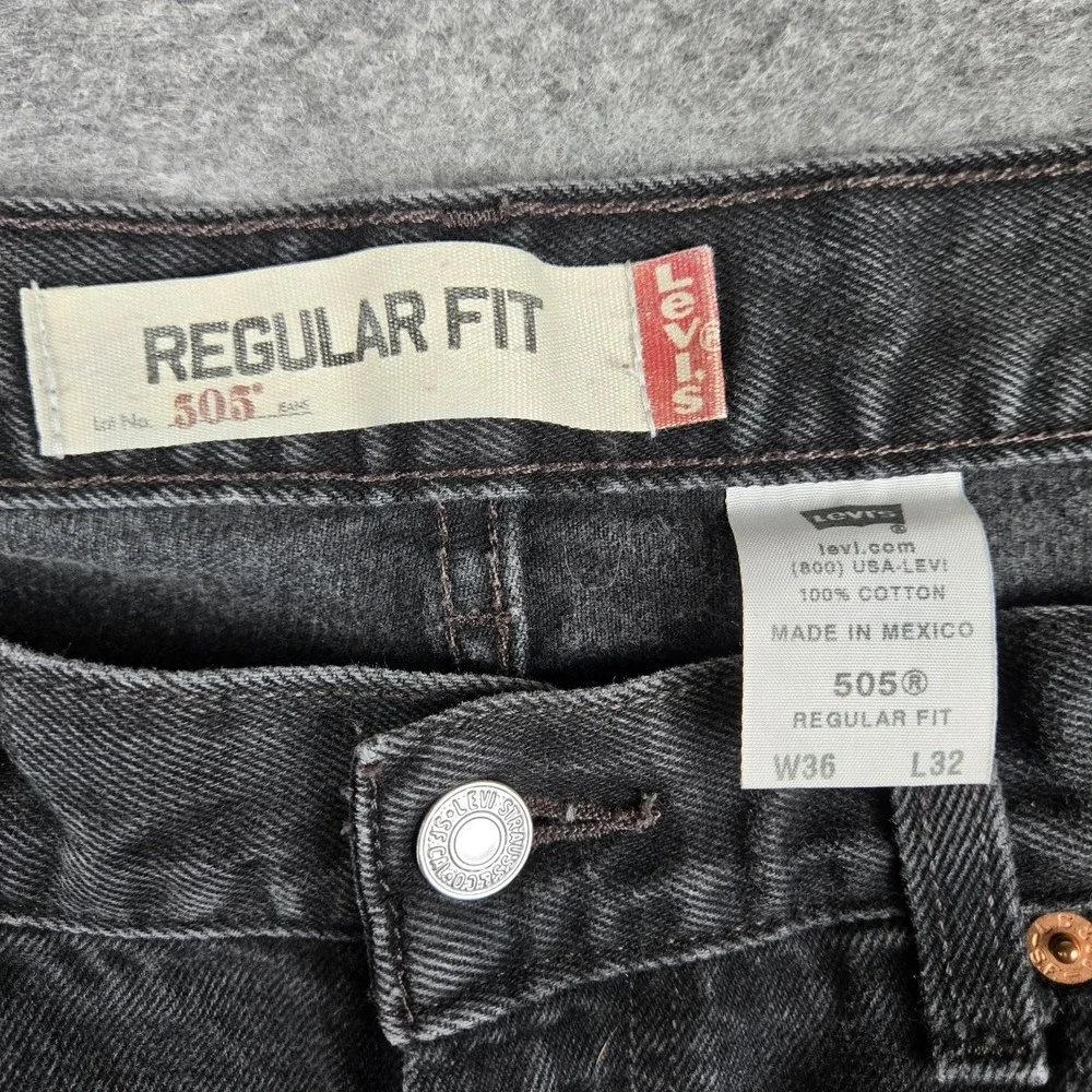 Vintage Levis 505 Jeans Mens 36x32 (Fits 34x29) Black Straight Grunge Y2K Hemmed
